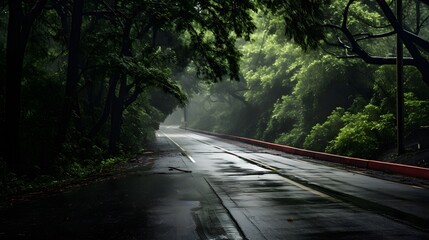 Fototapeta premium une route dans la foret, généré par IA