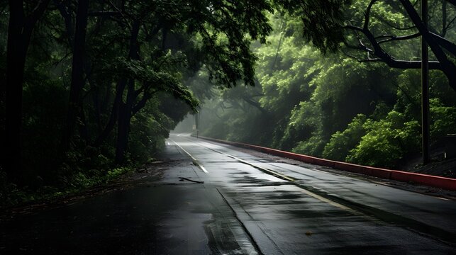 une route dans la foret, g&eacute;n&eacute;r&eacute; par IA