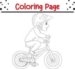 cute boy riding bicycle coloring page