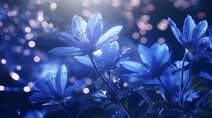 The light is reached by blue blooms.