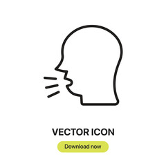 Cough icon vector. Linear-style sign for mobile concept and web design. Cough symbol illustration. Pixel vector graphics - Vector