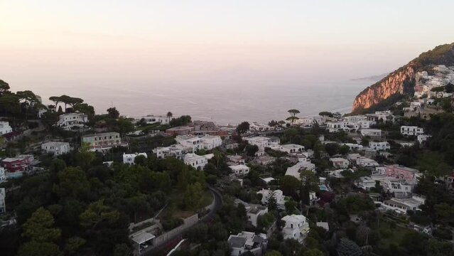 Amazing drone footage at sunset in Capri Italy