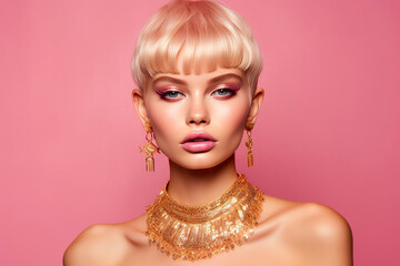 Metallic Glamour: Pink Monochrome Radiance