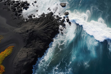 Aerial Splendor: Black Sands and Sea