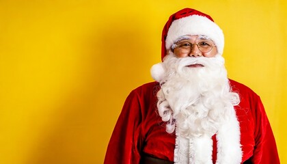 Fototapeta na wymiar Close up photo of positive santa claus look in camera wear red costume headwear isolated over bright shine color background 