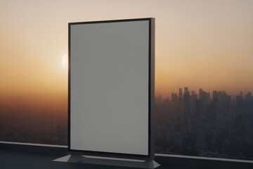 Mockup - Blank empty white advertising billboard at sunset