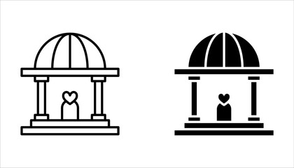 hall icon set, isolated wedding outline icon set on white background