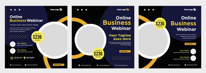 Digital marketing live webinar and corporate social media or template banner