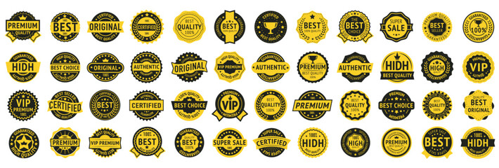 Vintage quality badges. Guaranteed, premium quality. Orange and back quality badge - obrazy, fototapety, plakaty