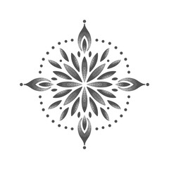Mandala Tattoo Ornament, black color, flower ornament, raster illustration