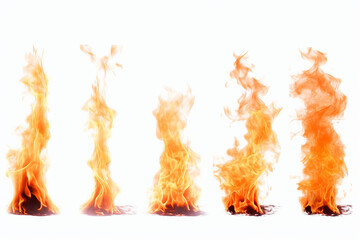fire flame set on white background Generative ai