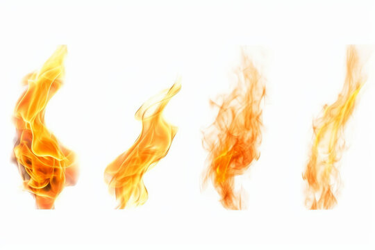 fire flame set on white background