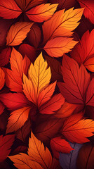 Fototapeta premium Colorful Autumn Leaves Texture: Yellow, Orange, and Red Watercolor Illustration Art in Vector Style. Ideal for Banner or Poster