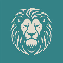 Lion head logo, front, vector illustration isolated on background 