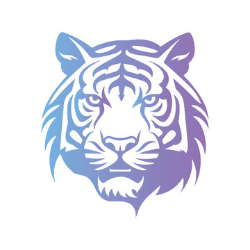 Gradient tiger head logo, vector illustration isolated on white background 