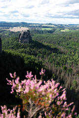 Sandstein Landschaft Panorama in der Sächsischen Schweiz Elbsandsteingebirge in Sachsen Nationalpark Deutschland