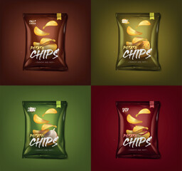 Advertising bag of potato chips set.