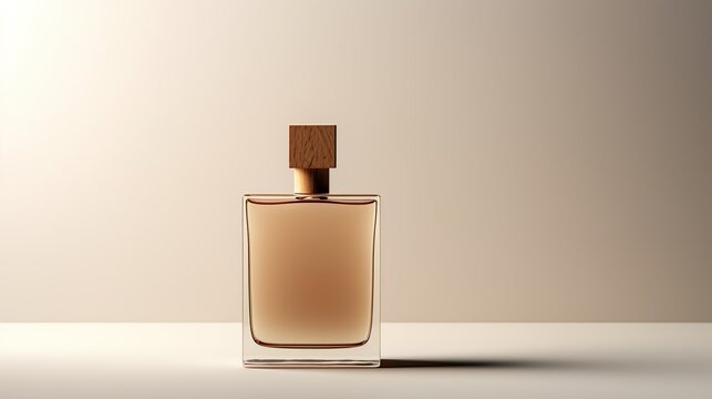 Maqueta de botella de un perfume. Generado por IA.