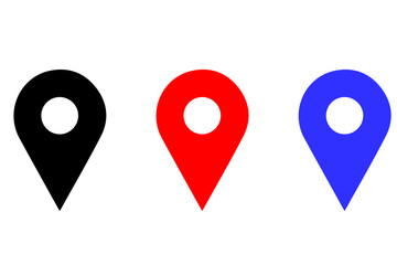 location pin icon symbol sign. Set of map pin location icons. Modern map markers. GPS location symbol collection. Vector illustration. transparent and white background