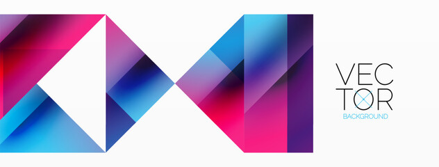 Geometric background with squares, triangles, circles. Shapes harmoniously interact, creating visually striking design for digital designs, presentations, website banners, social media posts