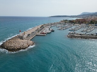 Menton  harbour , marina French Riviera Aerial Drone