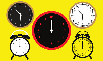 Time And Clock Vector Illustration Collection.