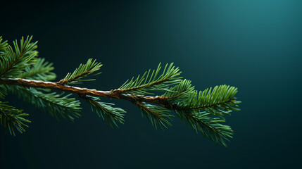 A fir branch on a dark background