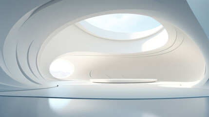 The sight of the sky and clouds through the oval window of the unusual cabin is extraordinary, generative AI





