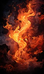 Bright Fiery Movement: Creative Abstract Design Illustrating Intense Flames. Generative AI