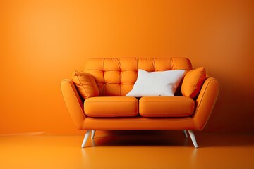 Orange sofa on an orange background.