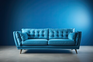 Blue sofa on a blue background.