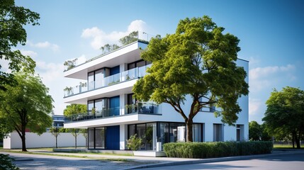 Modern villa estate with outdoor plants background image