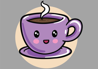 cute kawaii cup coffee vector illustration