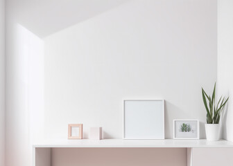 A minimalist with clean lines, bright room, pastel colors, this modern indoor space. 