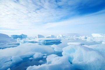 Fototapeta na wymiar Arctic landscape with melting glaciers in ocean. Generative AI