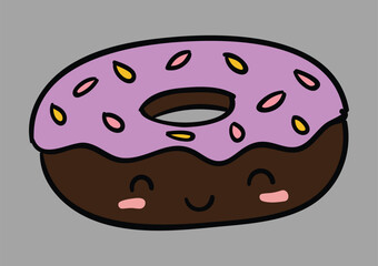 cute kawaii doughnut vector illustration