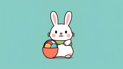 Rabbit, easter eggs, easter, cartoon, design, happy, illustration.