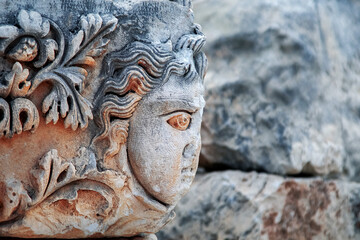 Bas-relief in the Myra ancient city. Turkey. Antalya Province. Outside.