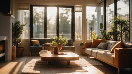 Fototapeta premium Interior design of modern living room. Generated with AI