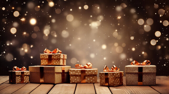 christmas tree and gifts HD 8K wallpaper Stock Photographic Image 