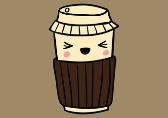 cute kawaii cup coffee vector illustration