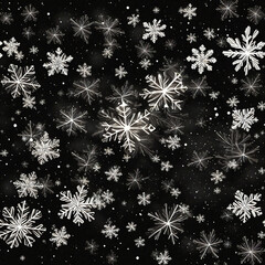 winter  white snowflakes on black background