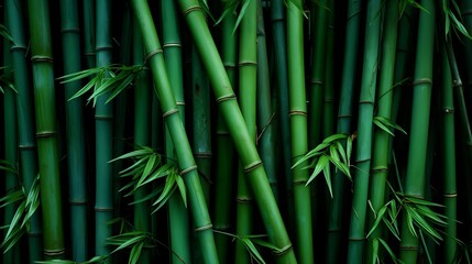 Obraz premium green bamboo forest with black vignette. high resolution for wide banner