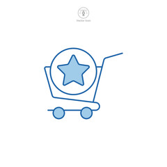 Buy One Get One. Shopping cart and star Icon symbol vector illustration isolated on white background