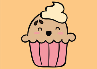 cute kawaii cake vector illustration