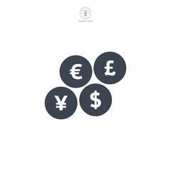 Coin Dollar, Euro, Pound, or Yen Icon symbol vector illustration isolated on white background