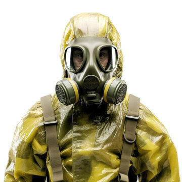 People in germ and radiation protection suits on transparent background PNG. Germ and nuclear war concept.