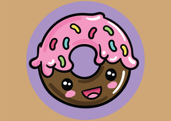 cute kawaii doughnut vector illustration