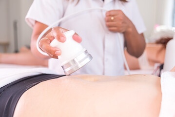 Naklejka premium body treatment, spa, close up, massages with equipment