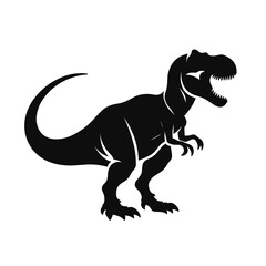 Dinosaur icon. Silhouette of a Tyrannosaurus. Black icon of dinosaur on a white background. Vector illustration